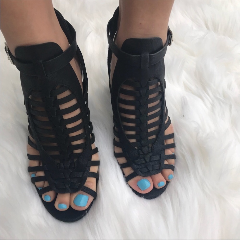 Dark Sand tan strappy stacked sandals - Picture 8 of 8